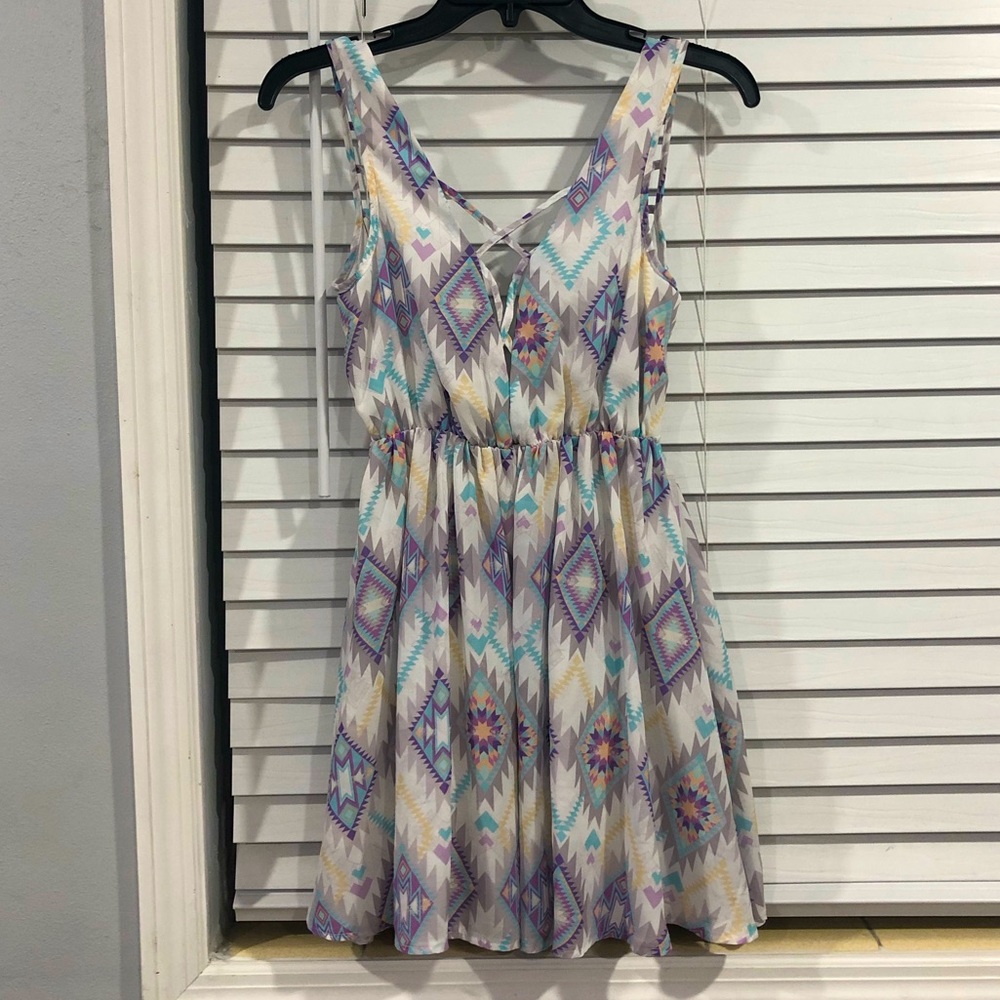 Loving Things Mini Dress Beautiful At The Back Geometry Print